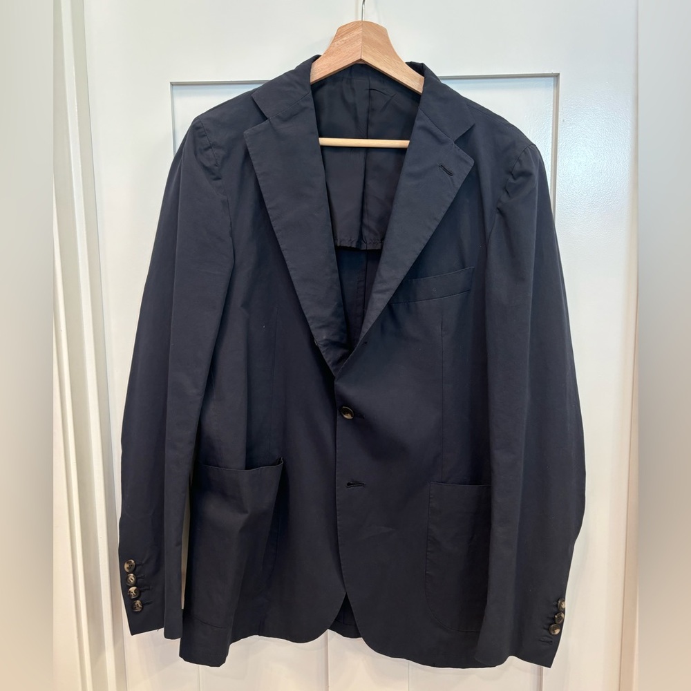 Luigi Borelli unstructured navy sport coat with patch pockets